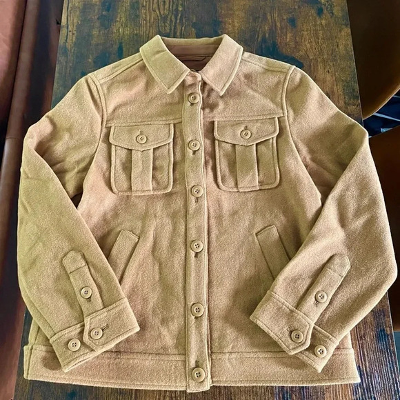 Jcrew Camel Color Shirt-jacket in stretch wool - Picture 7 of 15